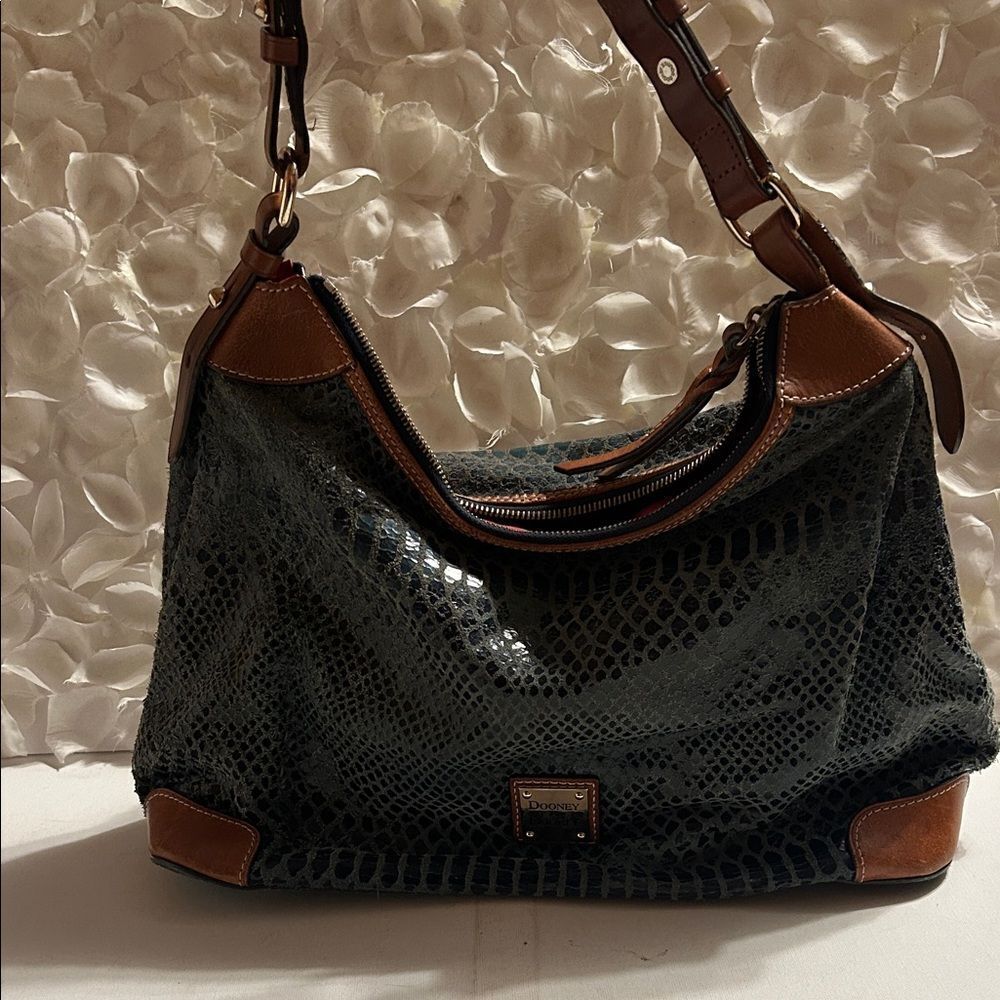 Dooney & Bourke Black and Brown Textured Hobo Bag